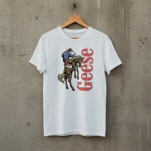 Geese Band Cowboy Rodeo White Indie Rock Graphic Tee Music Fan Gift